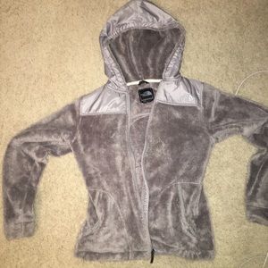 fuzzy north face jacket with hood